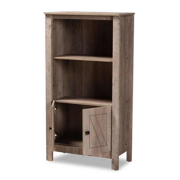 Derek Modern And Contemporary Transitional Natural Oak Finished Wood 3-Tier Bookcase